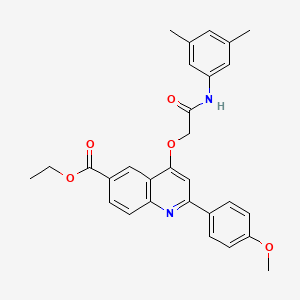 molecular formula C29H28N2O5 B2629628 Ethyl 4-(2-((3,5-dimethylphenyl)amino)-2-oxoethoxy)-2-(4-methoxyphenyl)quinoline-6-carboxylate CAS No. 1114835-23-2