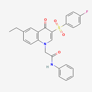 molecular formula C25H21FN2O4S B2629632 2-[6-ethyl-3-(4-fluorophenyl)sulfonyl-4-oxoquinolin-1-yl]-N-phenylacetamide CAS No. 866728-95-2