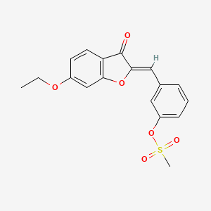 molecular formula C18H16O6S B2629638 (Z)-3-((6-ethoxy-3-oxobenzofuran-2(3H)-ylidene)methyl)phenyl methanesulfonate CAS No. 869078-75-1