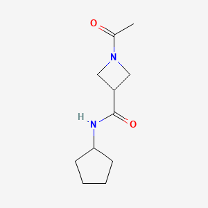 molecular formula C11H18N2O2 B2629645 1-乙酰基-N-环戊基氮杂乙烷-3-甲酰胺 CAS No. 1396884-98-2