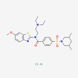 molecular formula C28H39ClN4O4S2 B2629659 N-(2-(diethylamino)ethyl)-4-((3,5-dimethylpiperidin-1-yl)sulfonyl)-N-(6-methoxybenzo[d]thiazol-2-yl)benzamide hydrochloride CAS No. 1321850-48-9