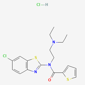 molecular formula C18H21Cl2N3OS2 B2629660 N-(6-chlorobenzo[d]thiazol-2-yl)-N-(2-(diethylamino)ethyl)thiophene-2-carboxamide hydrochloride CAS No. 1322015-04-2