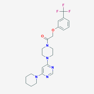 molecular formula C22H26F3N5O2 B2629671 1-(4-(6-(Piperidin-1-yl)pyrimidin-4-yl)piperazin-1-yl)-2-(3-(trifluoromethyl)phenoxy)ethanone CAS No. 1202999-04-9