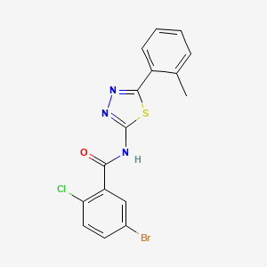 molecular formula C16H11BrClN3OS B2629674 5-溴-2-氯-N-[5-(2-甲苯基)-1,3,4-噻二唑-2-基]苯甲酰胺 CAS No. 391863-38-0