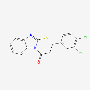 molecular formula C16H10Cl2N2OS B2629677 2-(3,4-Dichlorophenyl)-2,3-dihydro-[1,3]thiazino[3,2-a]benzimidazol-4-one CAS No. 690247-20-2