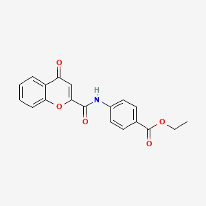 molecular formula C19H15NO5 B2629678 ethyl 4-(4-oxo-4H-chromene-2-carboxamido)benzoate CAS No. 361166-46-3
