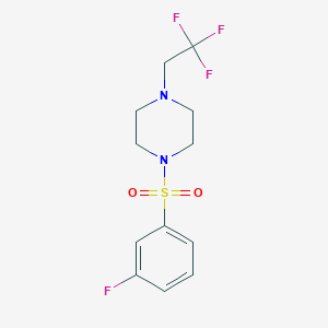 molecular formula C12H14F4N2O2S B2629684 1-((3-Fluorophenyl)sulfonyl)-4-(2,2,2-trifluoroethyl)piperazine CAS No. 1235121-91-1