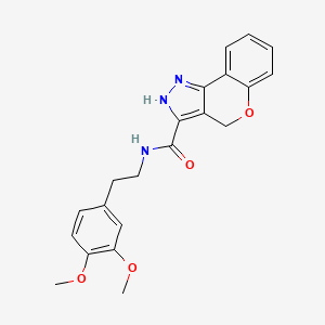 molecular formula C21H21N3O4 B2629690 N-(3,4-dimethoxyphenethyl)-2,4-dihydrochromeno[4,3-c]pyrazole-3-carboxamide CAS No. 1448065-32-4