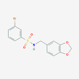 molecular formula C14H12BrNO4S B262972 N-(1,3-benzodioxol-5-ylmethyl)-3-bromobenzenesulfonamide 