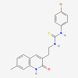 B2629750 1-(4-Bromophenyl)-3-(2-(7-methyl-2-oxo-1,2-dihydroquinolin-3-yl)ethyl)thiourea CAS No. 887891-59-0