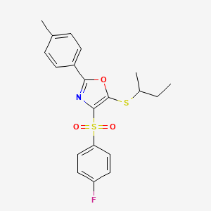 molecular formula C20H20FNO3S2 B2629754 5-(Sec-butylthio)-4-((4-fluorophenyl)sulfonyl)-2-(p-tolyl)oxazole CAS No. 850926-72-6
