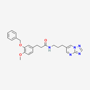 molecular formula C25H27N5O3 B2629755 N-(3-([1,2,4]triazolo[1,5-a]pyrimidin-6-yl)propyl)-3-(3-(benzyloxy)-4-methoxyphenyl)propanamide CAS No. 2034557-19-0