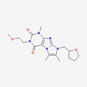 molecular formula C18H25N5O4 B2629762 2-(2-甲氧基乙基)-4,7,8-三甲基-6-(氧杂环己烷-2-基甲基)嘌呤[7,8-a]咪唑-1,3-二酮 CAS No. 876675-01-3