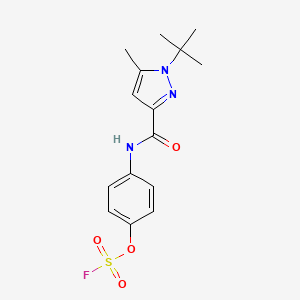 molecular formula C15H18FN3O4S B2629769 1-Tert-butyl-3-[(4-fluorosulfonyloxyphenyl)carbamoyl]-5-methylpyrazole CAS No. 2411235-76-0