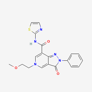 molecular formula C19H17N5O3S B2629797 5-(2-甲氧基乙基)-3-氧代-2-苯基-N-(噻唑-2-基)-3,5-二氢-2H-吡唑并[4,3-c]吡啶-7-甲酰胺 CAS No. 921882-53-3
