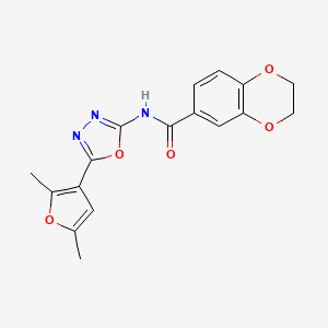 molecular formula C17H15N3O5 B2629802 N-(5-(2,5-二甲基呋喃-3-基)-1,3,4-恶二唑-2-基)-2,3-二氢苯并[b][1,4]二噁英-6-甲酰胺 CAS No. 1251548-53-4