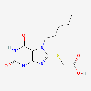molecular formula C13H18N4O4S B2629823 2-((3-甲基-2,6-二氧代-7-戊基-2,3,6,7-四氢-1H-嘌呤-8-基)硫代)乙酸 CAS No. 331235-38-2
