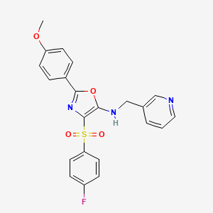 molecular formula C22H18FN3O4S B2629831 4-((4-氟苯基)磺酰基)-2-(4-甲氧基苯基)-N-(吡啶-3-基甲基)恶唑-5-胺 CAS No. 862256-30-2