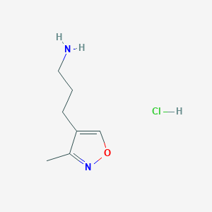 molecular formula C7H13ClN2O B2629833 3-(3-Methyl-1,2-oxazol-4-yl)propan-1-amine;hydrochloride CAS No. 2241138-12-3
