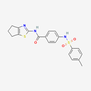 molecular formula C20H19N3O3S2 B2629834 N-(5,6-二氢-4H-环戊并[d][1,3]噻唑-2-基)-4-[(4-甲苯磺酰胺基)苯甲酰胺] CAS No. 898411-17-1