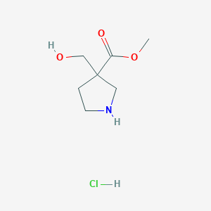 molecular formula C7H14ClNO3 B2629836 3-(羟甲基)吡咯烷-3-羧酸甲酯；盐酸盐 CAS No. 2260931-83-5