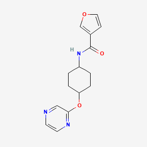 molecular formula C15H17N3O3 B2629841 N-[4-(pyrazin-2-yloxy)cyclohexyl]furan-3-carboxamide CAS No. 2034437-45-9