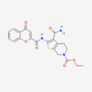 molecular formula C21H19N3O6S B2629863 3-氨基甲酰基-2-(4-氧代-4H-色满-2-甲酰氨基)-4,5-二氢噻吩并[2,3-c]吡啶-6(7H)-甲酸乙酯 CAS No. 864925-78-0