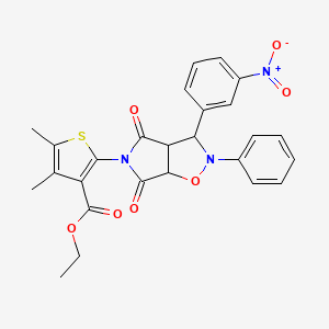 molecular formula C26H23N3O7S B2629869 4,5-二甲基-2-(3-(3-硝基苯基)-4,6-二氧代-2-苯基四氢-2H-吡咯[3,4-d]异恶唑-5(3H)-基)噻吩-3-羧酸乙酯 CAS No. 909008-43-1