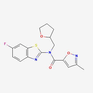 molecular formula C17H16FN3O3S B2629875 N-(6-氟苯并[d]噻唑-2-基)-3-甲基-N-((四氢呋喃-2-基)甲基)异恶唑-5-甲酰胺 CAS No. 946317-84-6