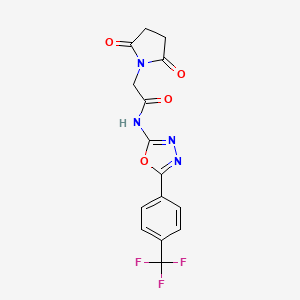 molecular formula C15H11F3N4O4 B2629881 2-(2,5-二氧代吡咯烷-1-基)-N-(5-(4-(三氟甲基)苯基)-1,3,4-恶二唑-2-基)乙酰胺 CAS No. 1172450-99-5