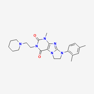 B2629886 8-(2,4-Dimethylphenyl)-1-methyl-3-(2-piperidylethyl)-1,3,5-trihydroimidazolidi no[1,2-h]purine-2,4-dione CAS No. 927144-68-1