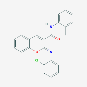 B2629887 (2Z)-2-[(2-chlorophenyl)imino]-N-(2-methylphenyl)-2H-chromene-3-carboxamide CAS No. 1327182-59-1