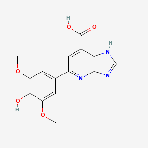 B2629888 5-(4-hydroxy-3,5-dimethoxyphenyl)-2-methyl-3H-imidazo[4,5-b]pyridine-7-carboxylic acid CAS No. 1021113-27-8