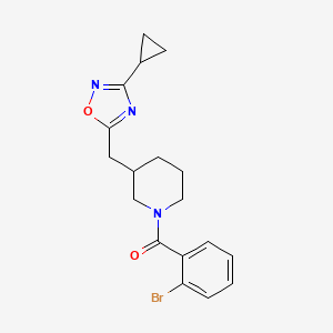 molecular formula C18H20BrN3O2 B2629892 (2-溴苯基)(3-((3-环丙基-1,2,4-恶二唑-5-基)甲基)哌啶-1-基)甲苯酮 CAS No. 1706106-30-0