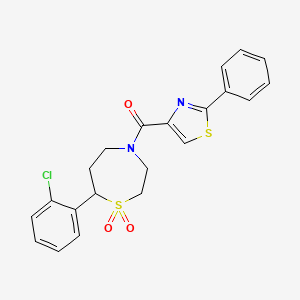 B2629902 (7-(2-Chlorophenyl)-1,1-dioxido-1,4-thiazepan-4-yl)(2-phenylthiazol-4-yl)methanone CAS No. 2034530-44-2