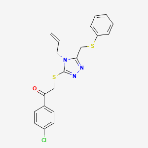 B2629906 2-((4-allyl-5-((phenylthio)methyl)-4H-1,2,4-triazol-3-yl)thio)-1-(4-chlorophenyl)ethanone CAS No. 538337-57-4