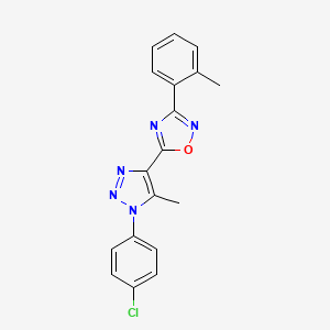 molecular formula C18H14ClN5O B2629916 5-[1-(4-chlorophenyl)-5-methyl-1H-1,2,3-triazol-4-yl]-3-(2-methylphenyl)-1,2,4-oxadiazole CAS No. 899723-57-0