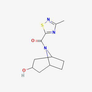 molecular formula C11H15N3O2S B2629920 (3-Hydroxy-8-azabicyclo[3.2.1]octan-8-yl)(3-methyl-1,2,4-thiadiazol-5-yl)methanone CAS No. 1448072-93-2