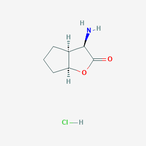 molecular formula C7H12ClNO2 B2629928 (3R,3As,6aS)-3-amino-3,3a,4,5,6,6a-hexahydrocyclopenta[b]furan-2-one;hydrochloride CAS No. 182316-14-9