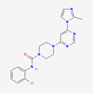 molecular formula C19H20ClN7O B2629934 N-(2-chlorophenyl)-4-(6-(2-methyl-1H-imidazol-1-yl)pyrimidin-4-yl)piperazine-1-carboxamide CAS No. 1207031-28-4