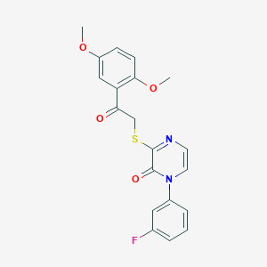 B2629937 3-((2-(2,5-dimethoxyphenyl)-2-oxoethyl)thio)-1-(3-fluorophenyl)pyrazin-2(1H)-one CAS No. 899998-59-5