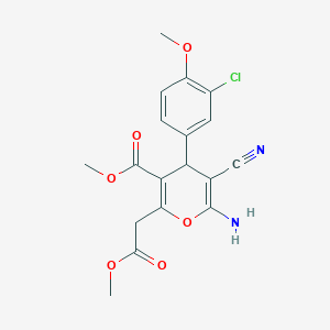 B2629946 methyl 6-amino-4-(3-chloro-4-methoxyphenyl)-5-cyano-2-(2-methoxy-2-oxoethyl)-4H-pyran-3-carboxylate CAS No. 865660-05-5