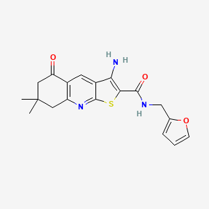 B2629971 3-amino-N-(furan-2-ylmethyl)-7,7-dimethyl-5-oxo-5,6,7,8-tetrahydrothieno[2,3-b]quinoline-2-carboxamide CAS No. 671765-74-5