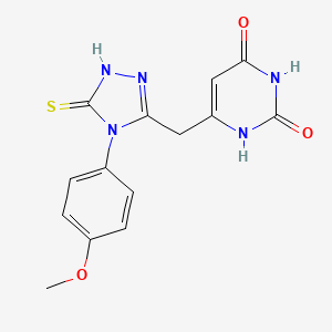 molecular formula C14H13N5O3S B2629979 6-[[4-(4-甲氧基苯基)-5-亚磺酰基-1H-1,2,4-三唑-3-基]甲基]-1H-嘧啶-2,4-二酮 CAS No. 872696-15-6