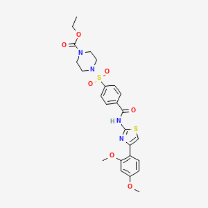 molecular formula C25H28N4O7S2 B2629986 Ethyl 4-((4-((4-(2,4-dimethoxyphenyl)thiazol-2-yl)carbamoyl)phenyl)sulfonyl)piperazine-1-carboxylate CAS No. 361174-48-3