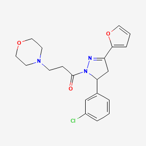 B2629992 1-(5-(3-chlorophenyl)-3-(furan-2-yl)-4,5-dihydro-1H-pyrazol-1-yl)-3-morpholinopropan-1-one CAS No. 1797883-58-9