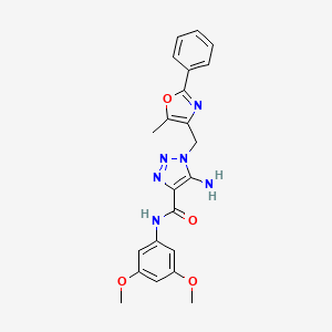molecular formula C22H22N6O4 B2630002 5-amino-N-(3,5-dimethoxyphenyl)-1-[(5-methyl-2-phenyl-1,3-oxazol-4-yl)methyl]-1H-1,2,3-triazole-4-carboxamide CAS No. 1251682-24-2