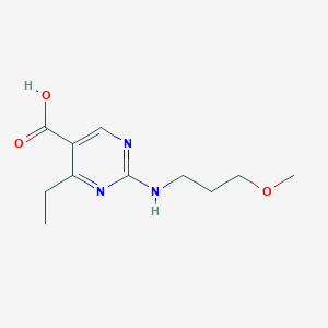 B2630029 4-Ethyl-2-((3-methoxypropyl)amino)pyrimidine-5-carboxylic acid CAS No. 1396864-13-3