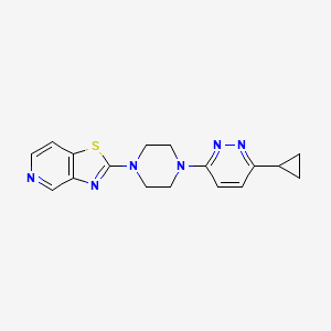 molecular formula C17H18N6S B2630043 2-[4-(6-Cyclopropylpyridazin-3-yl)piperazin-1-yl]-[1,3]thiazolo[4,5-c]pyridine CAS No. 2380176-28-1