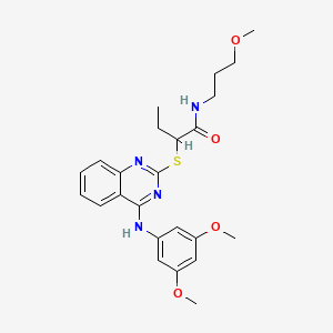 molecular formula C24H30N4O4S B2630045 2-[4-(3,5-dimethoxyanilino)quinazolin-2-yl]sulfanyl-N-(3-methoxypropyl)butanamide CAS No. 688356-38-9